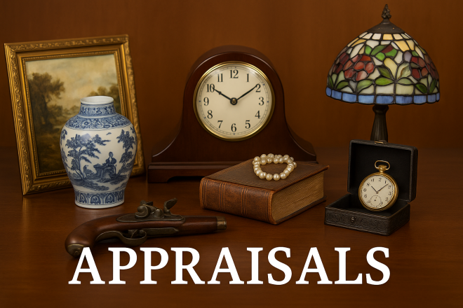 Epic Auctions & Estate Sales – antique and estate items symbolizing professional appraisal services in Lansing, Michigan.